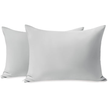 Tillyou Toddler Pillowcase 2 Pack With Zipper,Silky Soft Microfiber 13' X 18' Kids Travel Pillow Cases,Gray