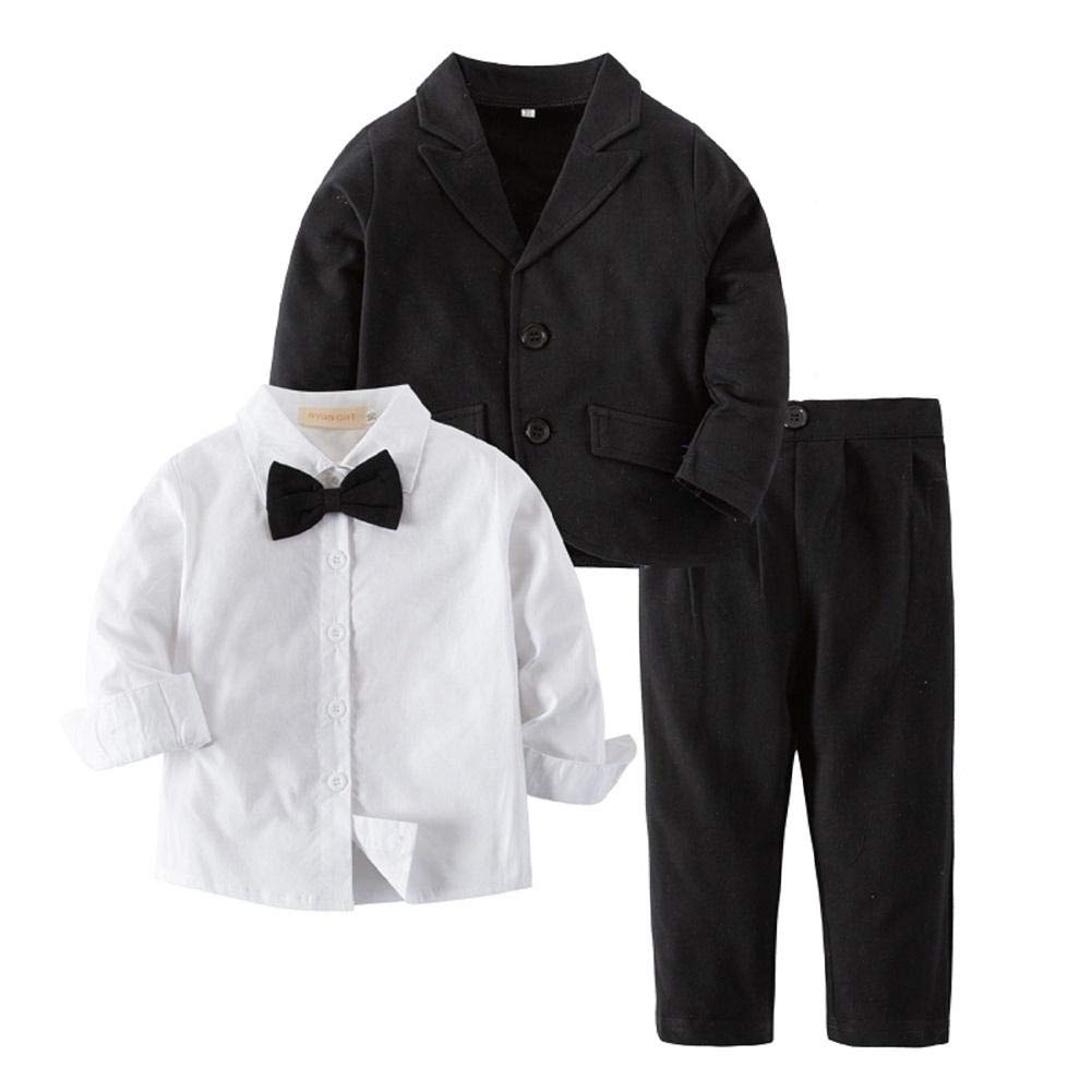 Bilo Baby Boy Tuxedo Formal Wear Suit 3-Pc Shirt Pants And Jacket Black