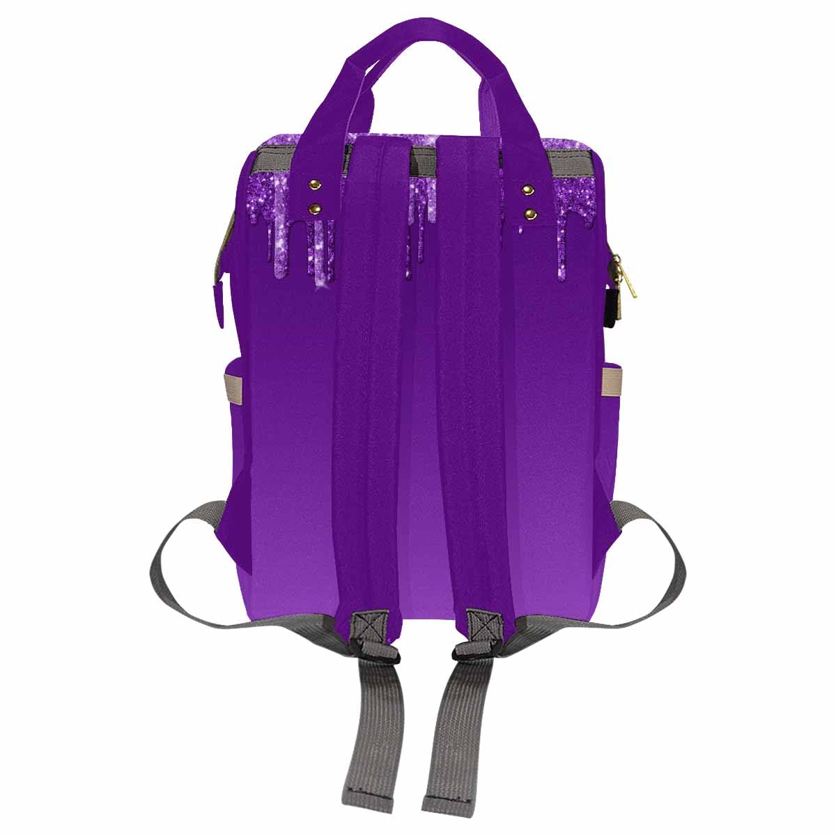 Artsadd Custom Diaper Bag For Mom, Customized Purple Glitter Print Tote Bag For Women Personalized Mommy Nursing Bags Nappy Casu