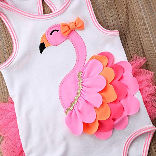Farrubbyine8 Newborn Baby Girls Flamingo Romper Adjustable Shoulder Strap Bodysuit Outfit Clothes (12-18 Months, A)
