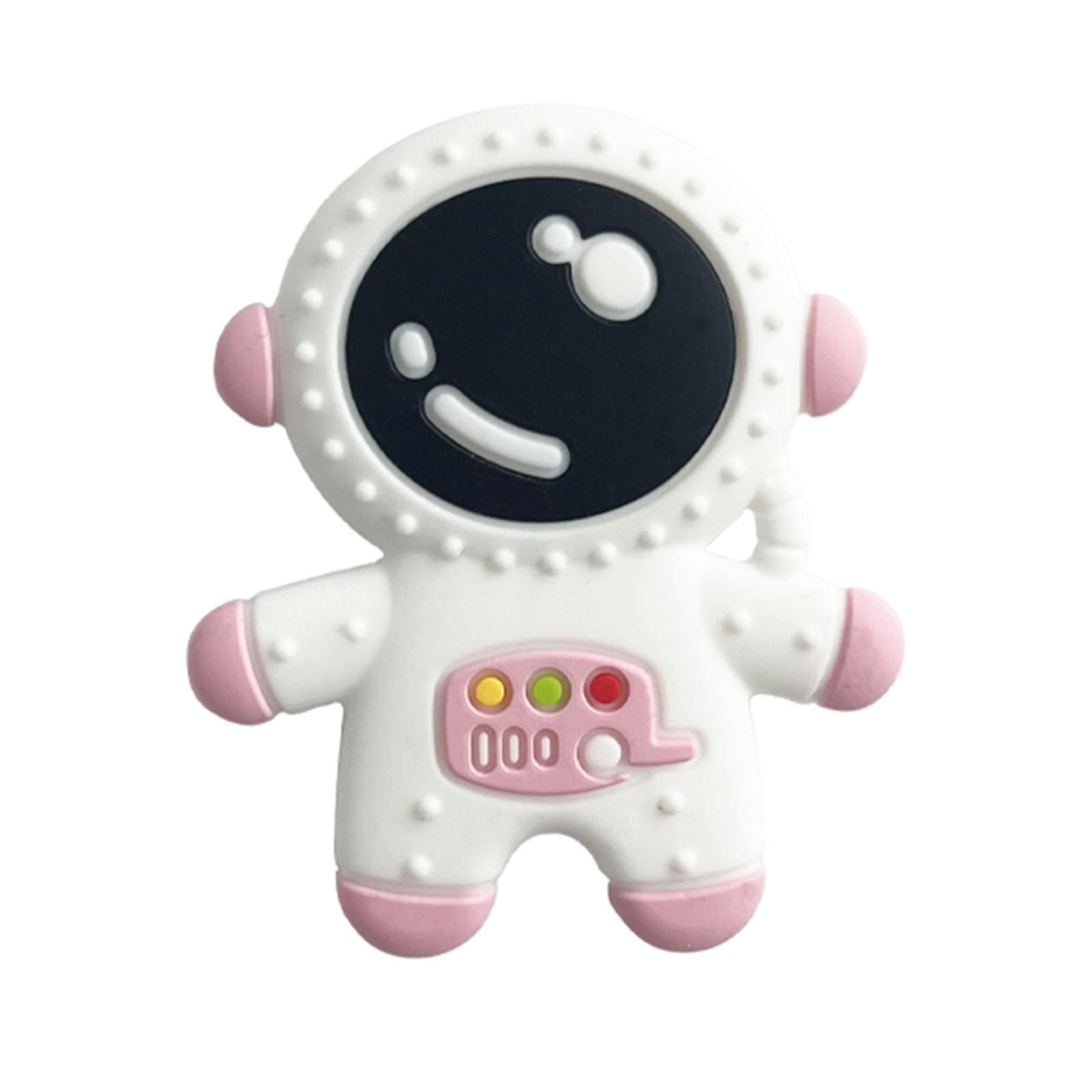 Cuxnoo Baby Teething Spaceman Toy for 3+ Months Infants Sucking, Food Grade Silicon Astronaut Styling Teether, BPA Free (Pink)