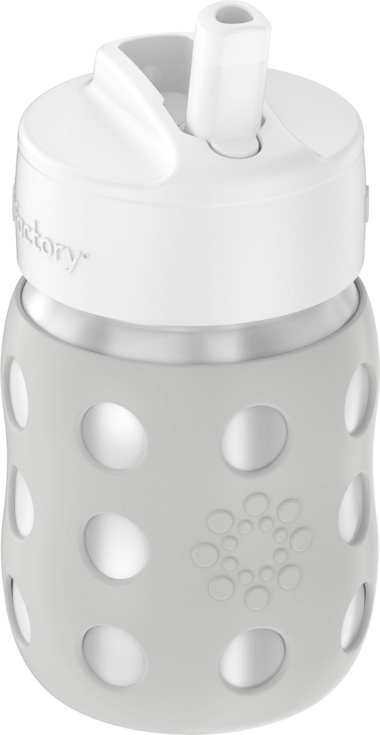 Lifefactory 8-Ounce Stainless-Steel Vacuum-Insulated Wide-Neck Baby Bottle With Straw Cap, Stone Gray (Ls2241Wcg4)
