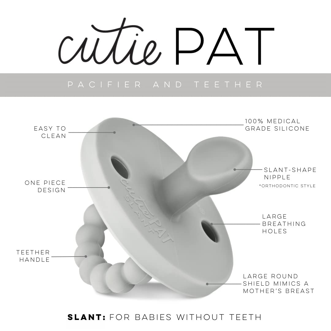 Ryan & Rose Cutie Pat Pacifier Teether (Slant, Grey)