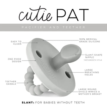 Ryan & Rose Cutie Pat Pacifier Teether (Slant, Grey)