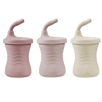 Pandaear 3 Pack Silicone Baby Training Cup, Straw Cups,Shatterproof Toddler Sippy Cups Drinking Sippy Cups For Baby And Toddler