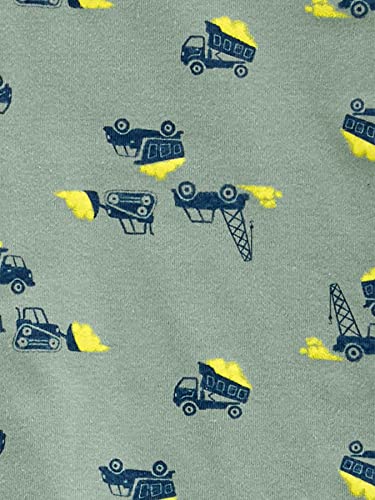 Simple Joys By Carter'S Baby Boys' 3-Pack Snug Fit Footed Cotton Pajamas, Navy Stripe/Sage Green Construction/White Dinosaur, 2T