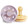 Frigg Moon Natural Rubber Baby Pacifier | Made In Denmark | Bpa-Free (Soft Lilac/Daffodil, 6-18 Months) 2-Pack