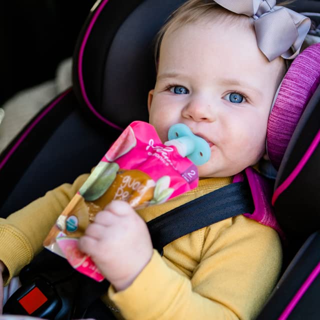 Buon Bambini Soft Sip Baby Food Pouch Toppers, 100% Silicone, Aqua/Blue, 4 Pack, Ideal For Homemade/Chunkier Baby Foods