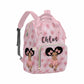 Artsadd Custom Diaper Bag With Thermal Pockets, Pink Bowknot Travel Shoulder Bag Baby Backpack Customized Laptop Backpack With N