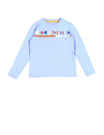 U.S. Polo Assn. Kids Regular Fit Cotton Logo Short Sleeves Crew Neck TShirts (Uktshon0401_Blue_12M)