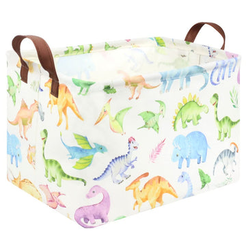 Fxocshe Rectangle Dinosaur Basket,Kids Toy Storage Bin,Storage Basket Bins Organizer For Boys Nursery Hamper,Baby Room Decor,She