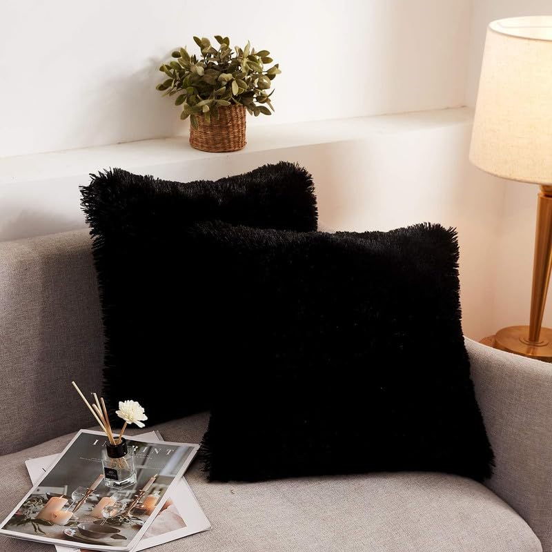 RVA Filled Faux Fur Throw Pillow Fluffy Home Decorative Plush Fleece Pillows with Zipper Closure for Cushion Couch for Sofa Bedr