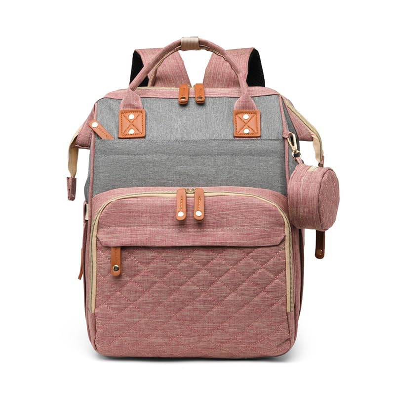 zepingminn Diaper Bag Backpack, Nappy Bag Gift for Boys/Girl-Mothers Day Gifts,Mommy Bag With USB Charging Port (Pink Gray)