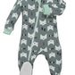Zippyjamz - Zipper Organic Sleeper Footed Baby Pajamas With Inseam Zipper (Quiet Fox - Green, 6-9 Months)