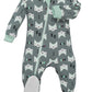 Zippyjamz - Zipper Organic Sleeper Footed Baby Pajamas With Inseam Zipper (Quiet Fox - Green, 12-18 Months)