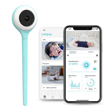 Lollipop Baby Monitor (Turquoise) - Full-Featured Smart Wi-Fi Camera Of True Crying Detection With Extra In-App Plan Of Breathin