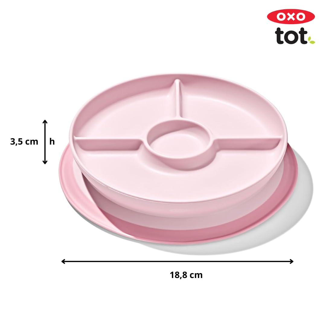 Oxo Tot Stick And Stay Suction Divided Plate - Blossom