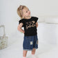 Shalofer Toddler Girl 2Nd Birthday Outfit Second Birthday Outfit Girl Denim Short Set(Black,2T)