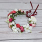 Funsveta Baby Girls Flower Crown Flower Girl Headpiece Boho Little Wreaths For Weddings, Family Photography (Flower Red And Whit
