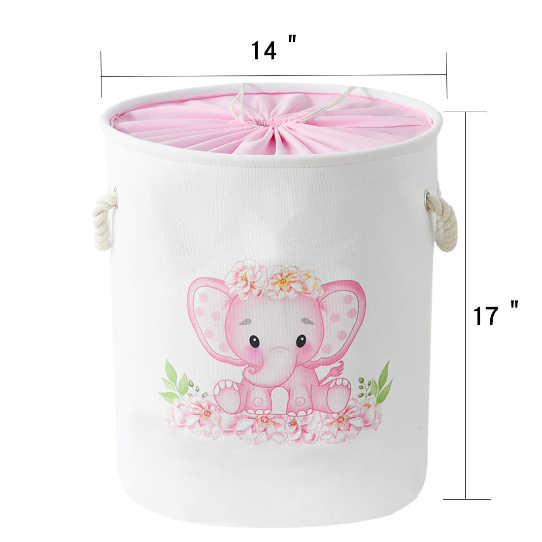 INough Baby Basket Pink Hamper Large Kids Hamper Baby Laundry Hampers for Nursery Girl, Girls Laundry Baskets for Kids, Dirty Cl