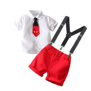 Gentleman Mouse 4Th 5Th Birthday Cake Smash Photo Props Outfit For Kids Boys Toddler Shirt Top Necktie Suspenders Shorts Pants H