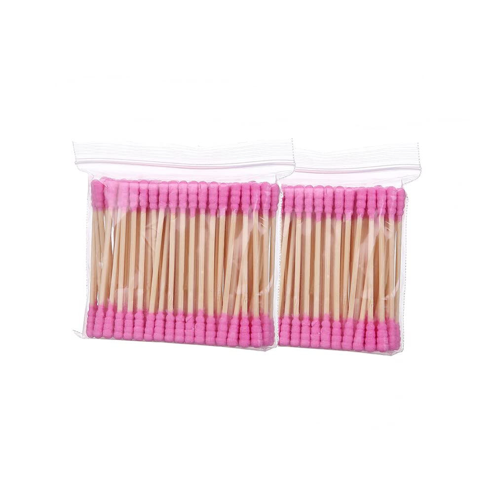 Fsstud 200 Pcs Colorful Double Tipped Cotton Swabs Cotton Ear Sticks Spiral Head Cotton Buds With Wooden Sticks For Cleaning Pin