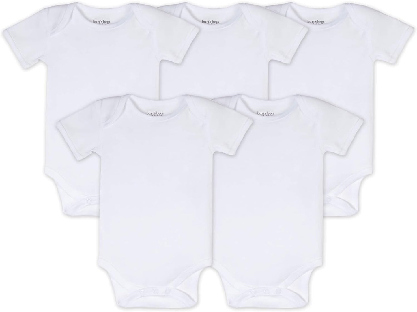 Burts Bees Baby Unisex Baby Bodysuits, 5-Pack Short & Long Sleeve One-Pieces, 100% Organic Cotton