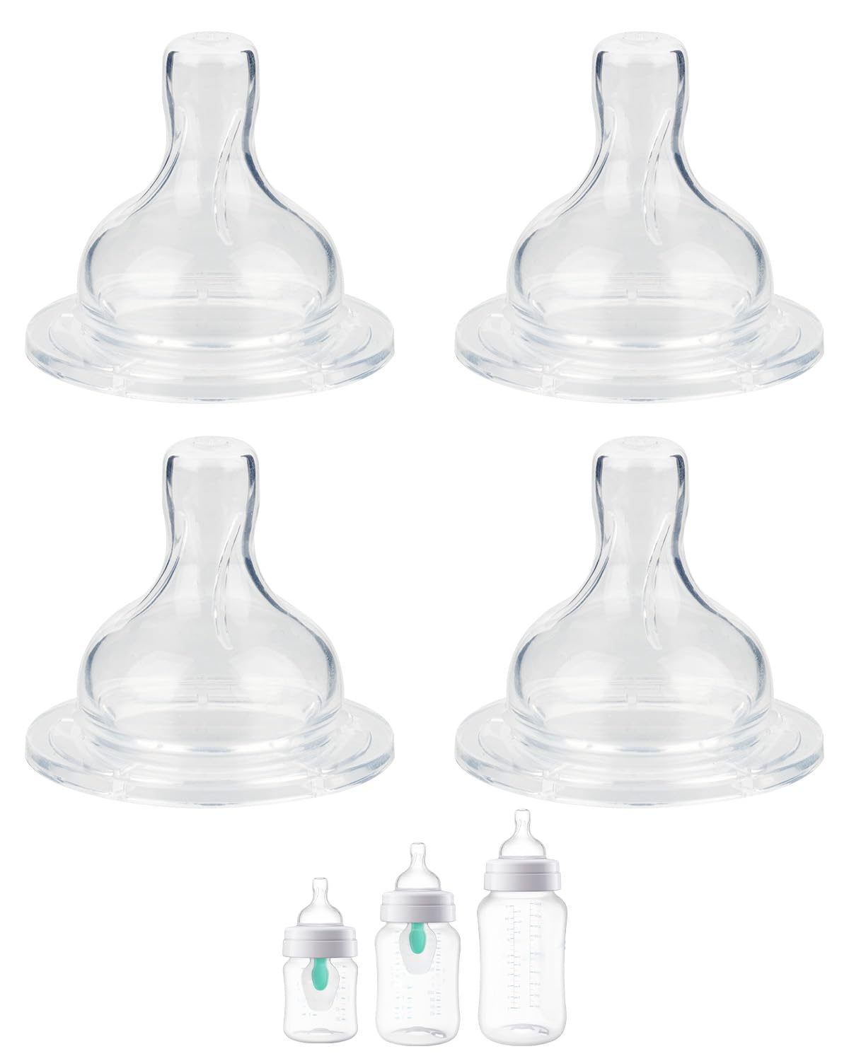 Silicone Nipple for Philips Avent Anti-Colic Baby Bottles, Flow 3, 3m+, Fast Flow, 4 Count