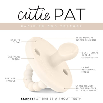 Ryan & Rose Cutie Pat Pacifier Teether (Slant, Ivory)