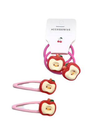 Apple Bow Clips Baby Girls Fruit Hair Bows Apple Hair Clips Baby Fruit Ribbon Bow BBG88 (Set-F)