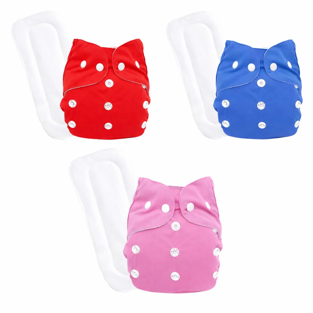 Reusable Cloth Diaper For Babies With Soft Insert Pad, Adjustable Snap Buttons, Waterproof & Washable Nappy For Newborn, Infant 