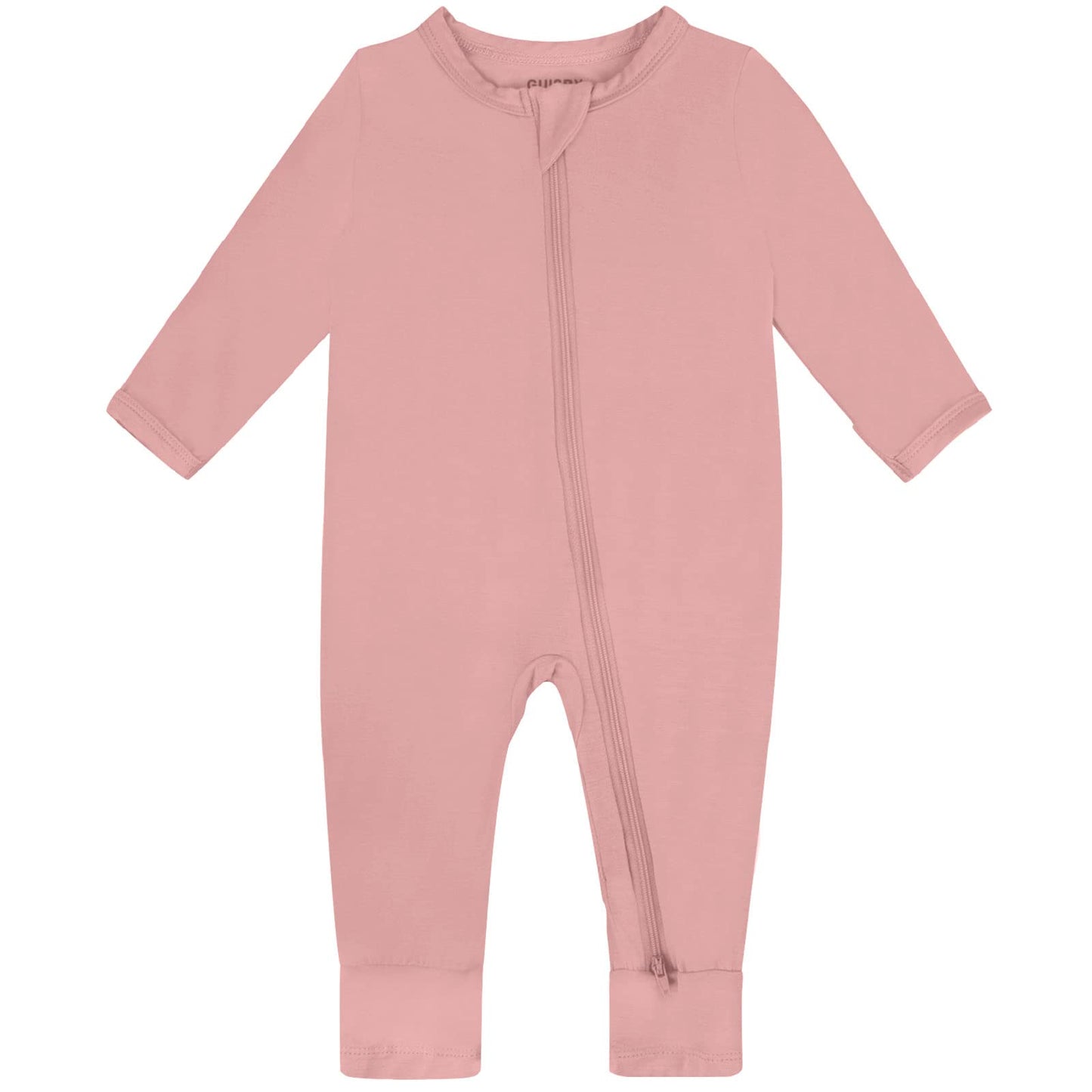 Guisby Baby Girls Romper, One Piece Long Sleeve 2 Way Zipper Sleepers Newborn Peach
