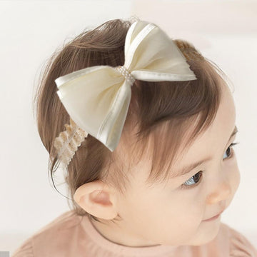 Asphinien Cute Baby Girl Lace Headband Lace Bow Hair Accessories Elastic Bow Head Wrap for Newborn Infant Toddler Christening Ba