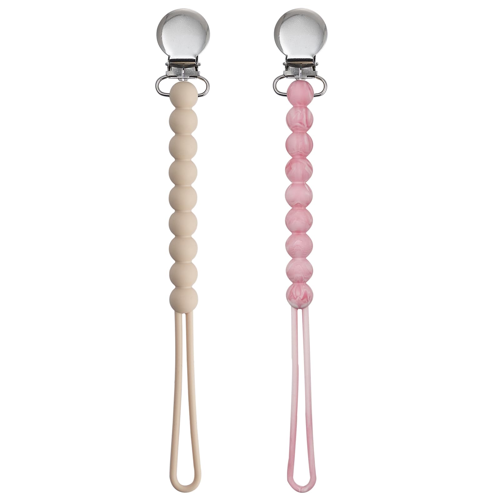 Pacifier Clip for Girls - MORIBOX Paci Clip Soothe Baby Binky Holder for Shower Birthday Gift 2 Pack