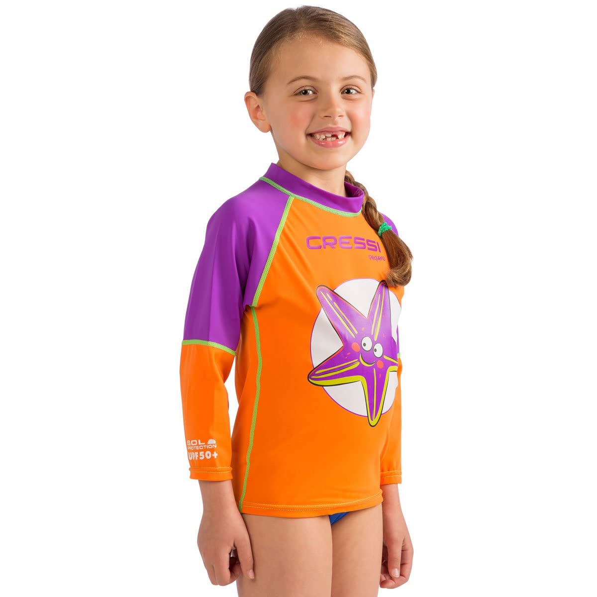 Cressi Pequeno Rash Guard Girl, Starfish, Xl (6T-7T)