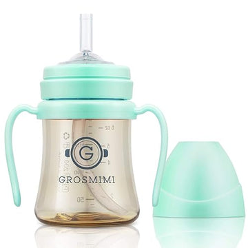 Grosmimi Spill Proof No Spill Magic Sippy Cup With Straw With Handle For Baby And Toddlers, Customizable, Ppsu, Bpa Free 6 Oz (A