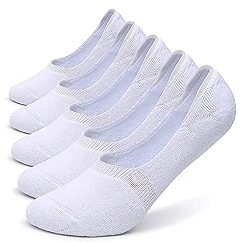 Unisex White Cotton Low Cut Loafer Socks | No Show Socks | Anti Slip Silicon Grip Socks