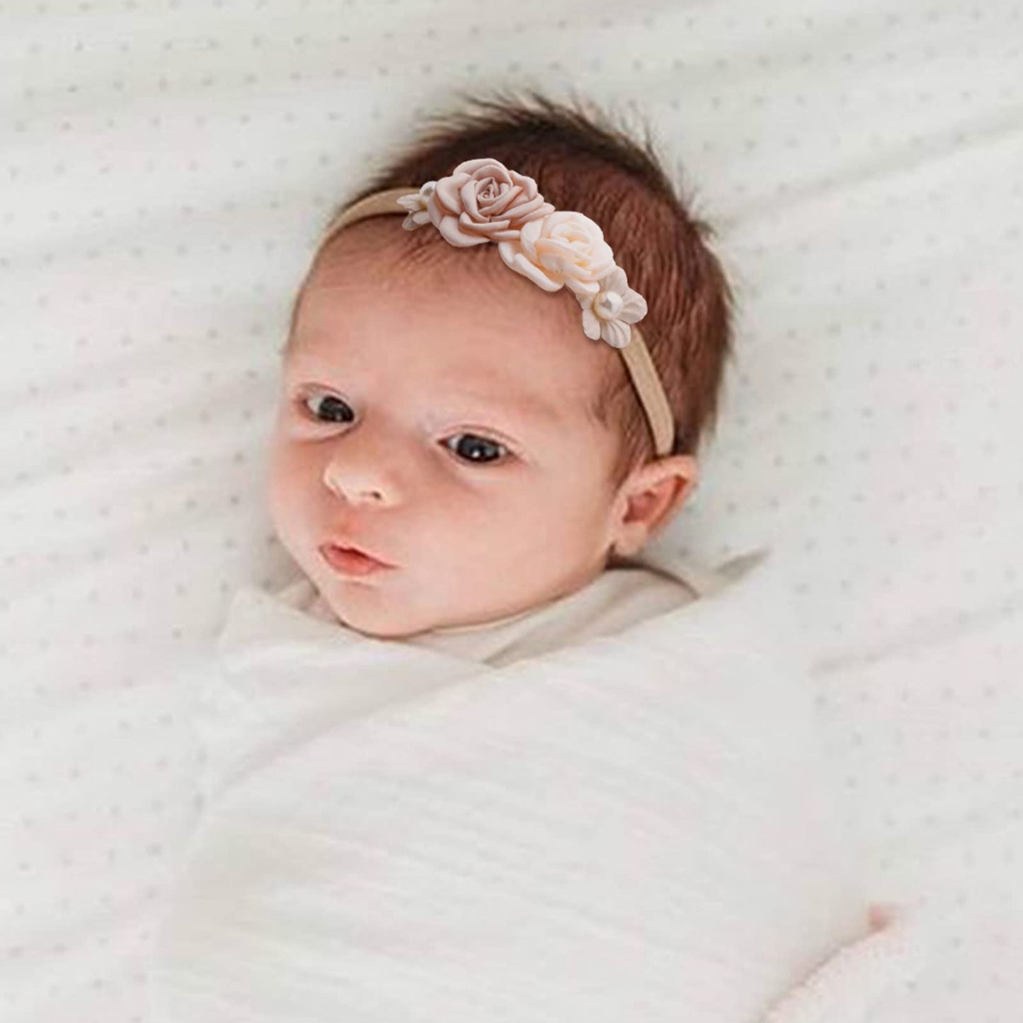 BFNAAgirl Baby Girl Headbands Nylon Flower Elastic Hairbands 3pcs Hair Accessories Gift for Newborn Infant Toddlers (YM1)
