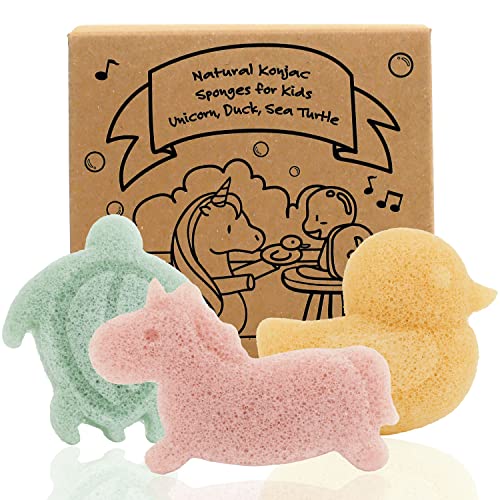 myHomeBody Konjac Baby Sponge for Bathing, Cute Shapes Natural Kids Bath Sponges for Infants, Toddler Bath Time, Natural and Saf