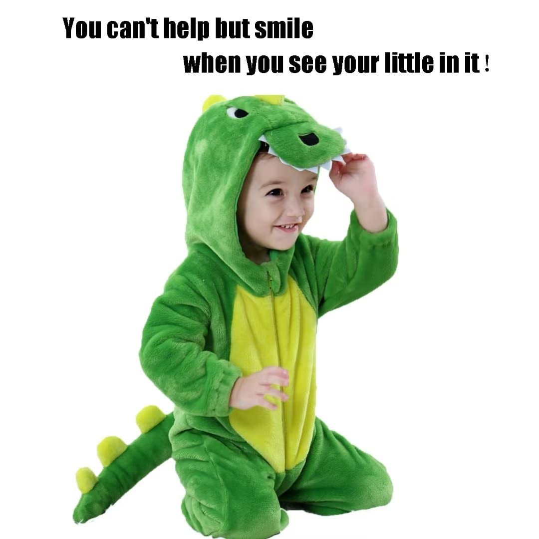 Qiaoniuniu Halloween Baby Green Dinosaur Costumes Toddler Outfit Infants Cosplay Romper 12-18 Months
