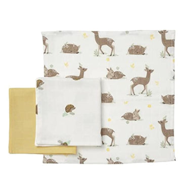 ledieu TROLLDOM Washcloth Animal Pattern Multi Colour; 30x30 cm (12x12) (Pack of 3 PC) Cotton Cloth for Baby