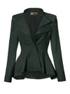 Women Double Notch Lapel Office Blazer Jk43864 1073T Green S