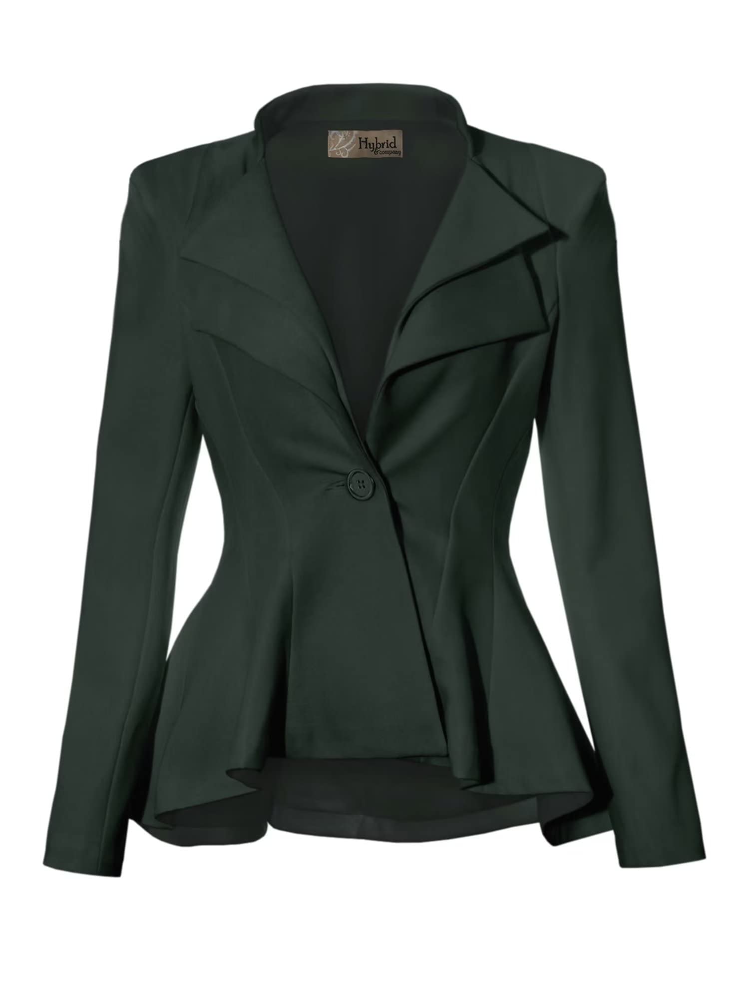 Women Double Notch Lapel Office Blazer Jk43864 1073T Green S