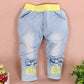 Yao Little Girls Denim Clothing Sets 3 Pieces Sets T Shirt Denim Jacket And Jeans(Yellow,3-4Years)