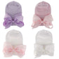 Adeimoo Newborn Hospital Hat Baby Girls Hat Cap With Bow Soft Cute Infant Knot Nursery Beanie (4 Pack Ribbon Bow / 0-3 Month)