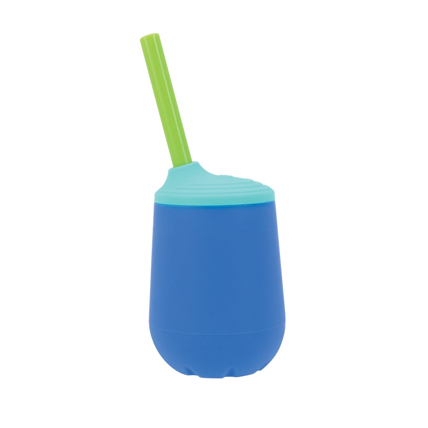Nuby First Training Cup Set - Silicone Tumbler With Spout And Straw Combo - 4 Oz - 6+ Months - Blue
