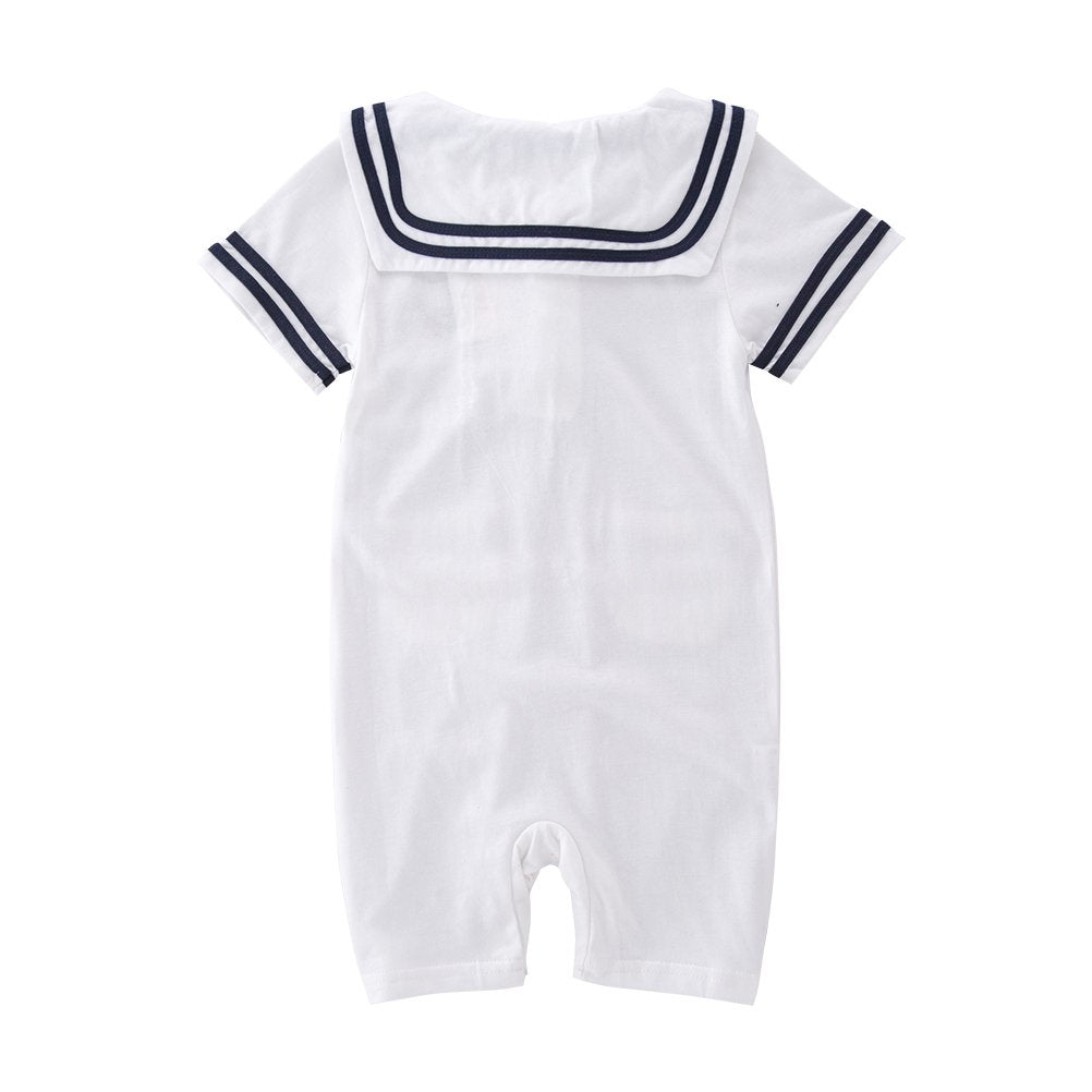 Xm Nyan May'S Baby Toddler Boys Sailor Stripe Romper Marine Navy Romper Outfit White 18-24 Months