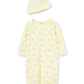 Little Me Unisex Baby 2-Piece Nightgown And Cap Set, Pear Sorbet Duckies, 0-3 Months