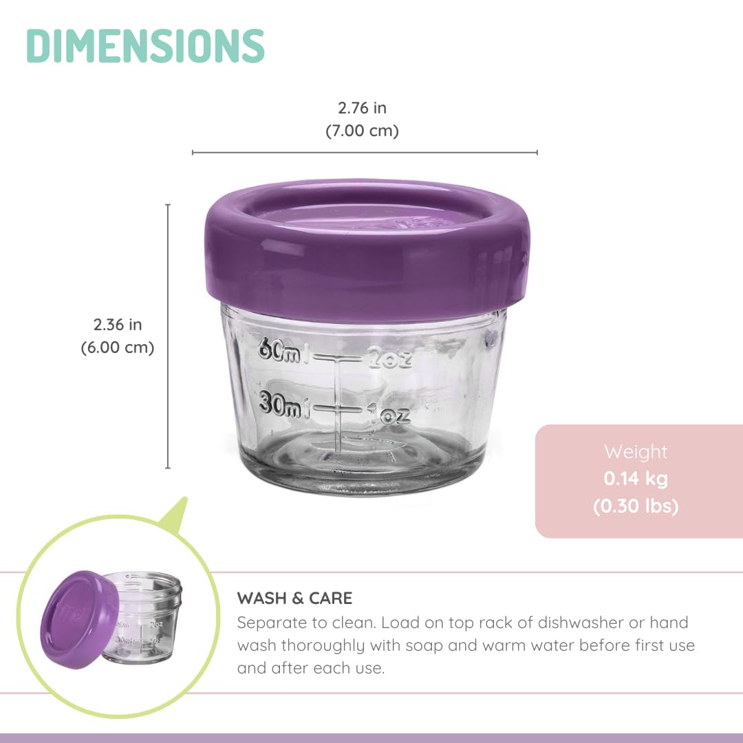 Melii Glass Food Storage Jars - 6-Pack (4Oz) With Airtight, Leakproof Lids, Bpa-Free & Eco-Friendly, Microwave, Freezer, Dishwas