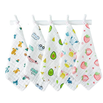 Closecret Muslin Bath Washcloths 100% Muslin Cotton 25 x 25 cm Extra Soft and Absorbent Hankies Baby Muslin Napkins for Boys Gir